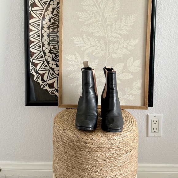 Free People Black Chelsea Ankle Boots with Tan Elastic Panels - Women - Picture 3 of 7